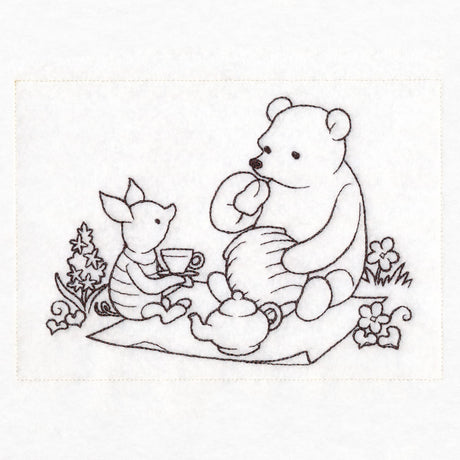 Pooh Bear Tea Party Sketch
