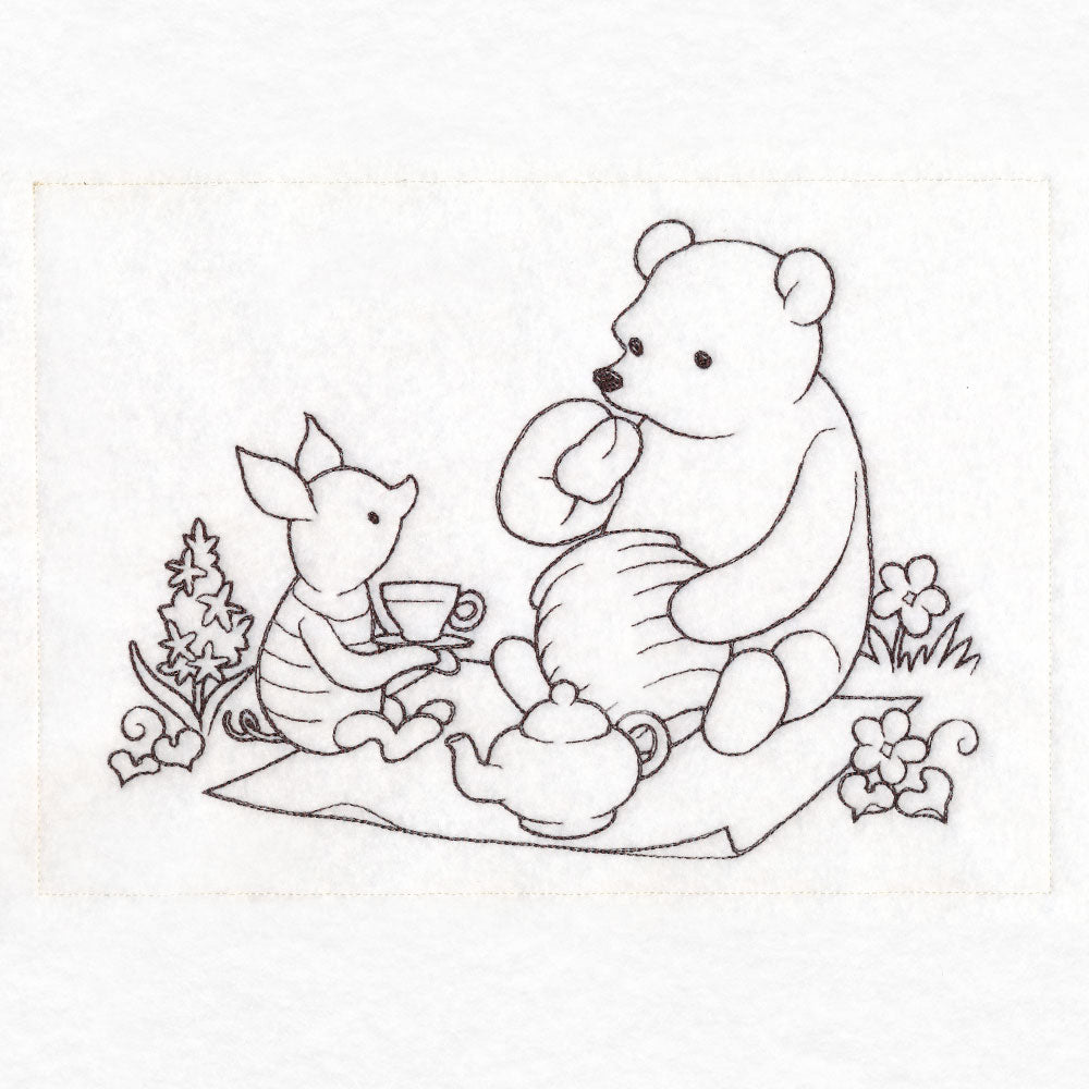 Pooh Bear Tea Party Sketch