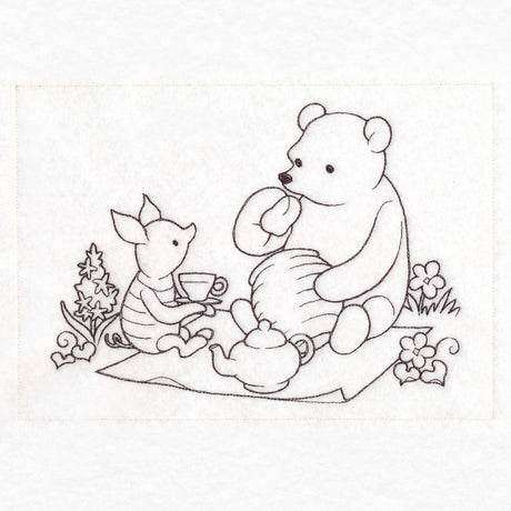Pooh Bear Tea Party Sketch