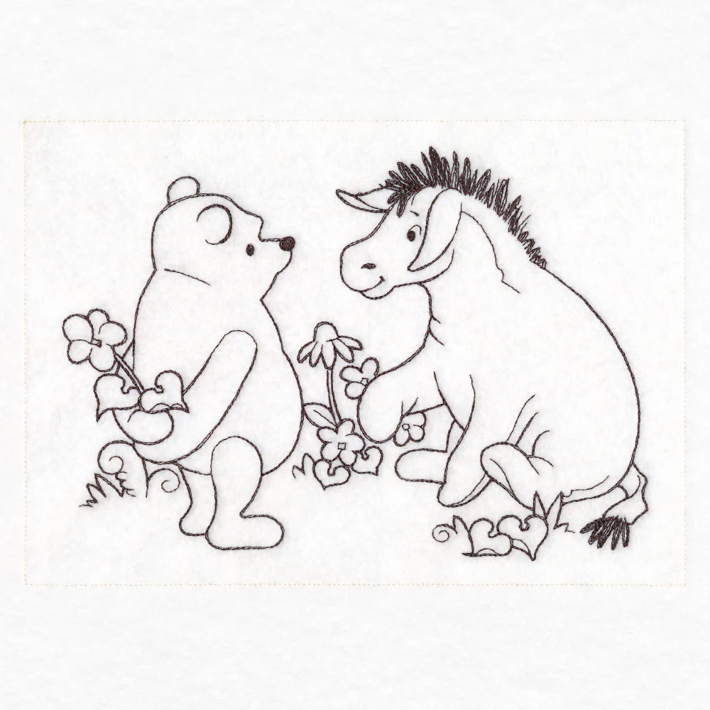 Pooh Bear Flowers Sketch