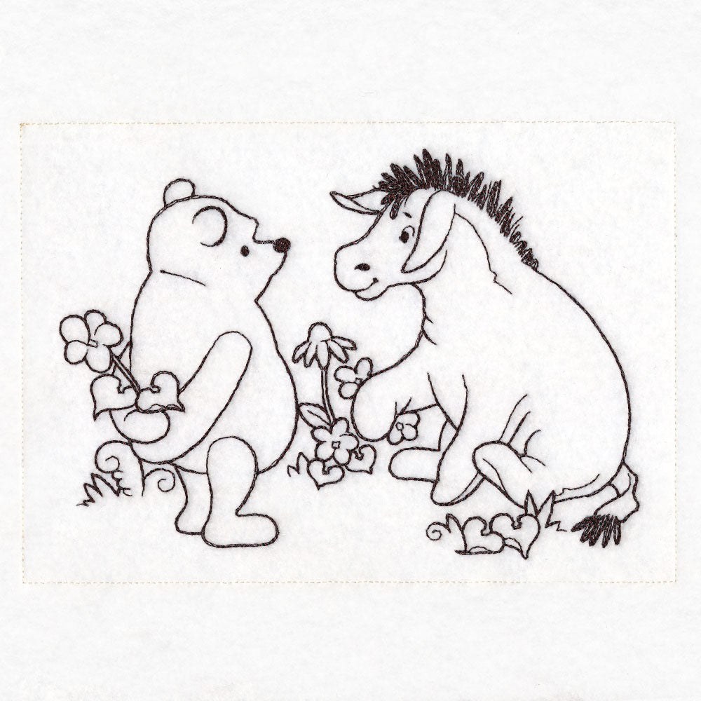 Pooh Bear Flowers Sketch