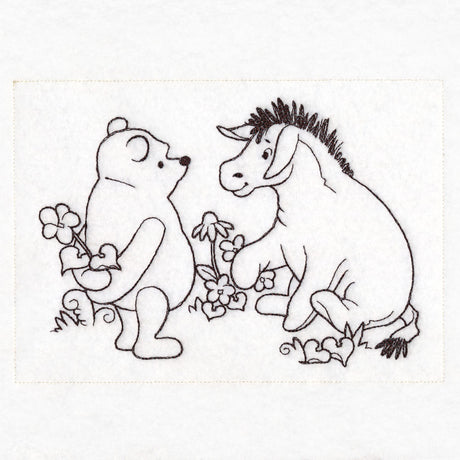 Pooh Bear Flowers Sketch