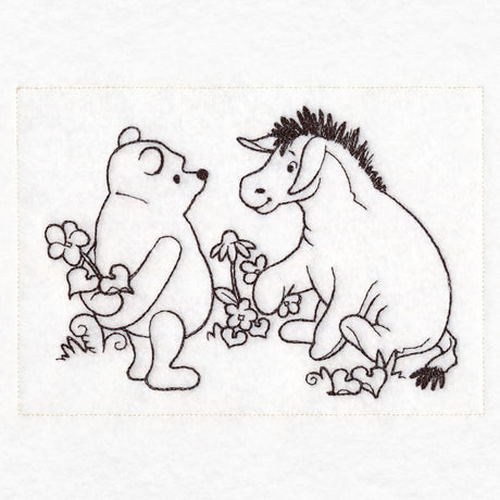 Pooh Bear Flowers Sketch