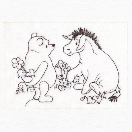 Pooh Bear Flowers Sketch