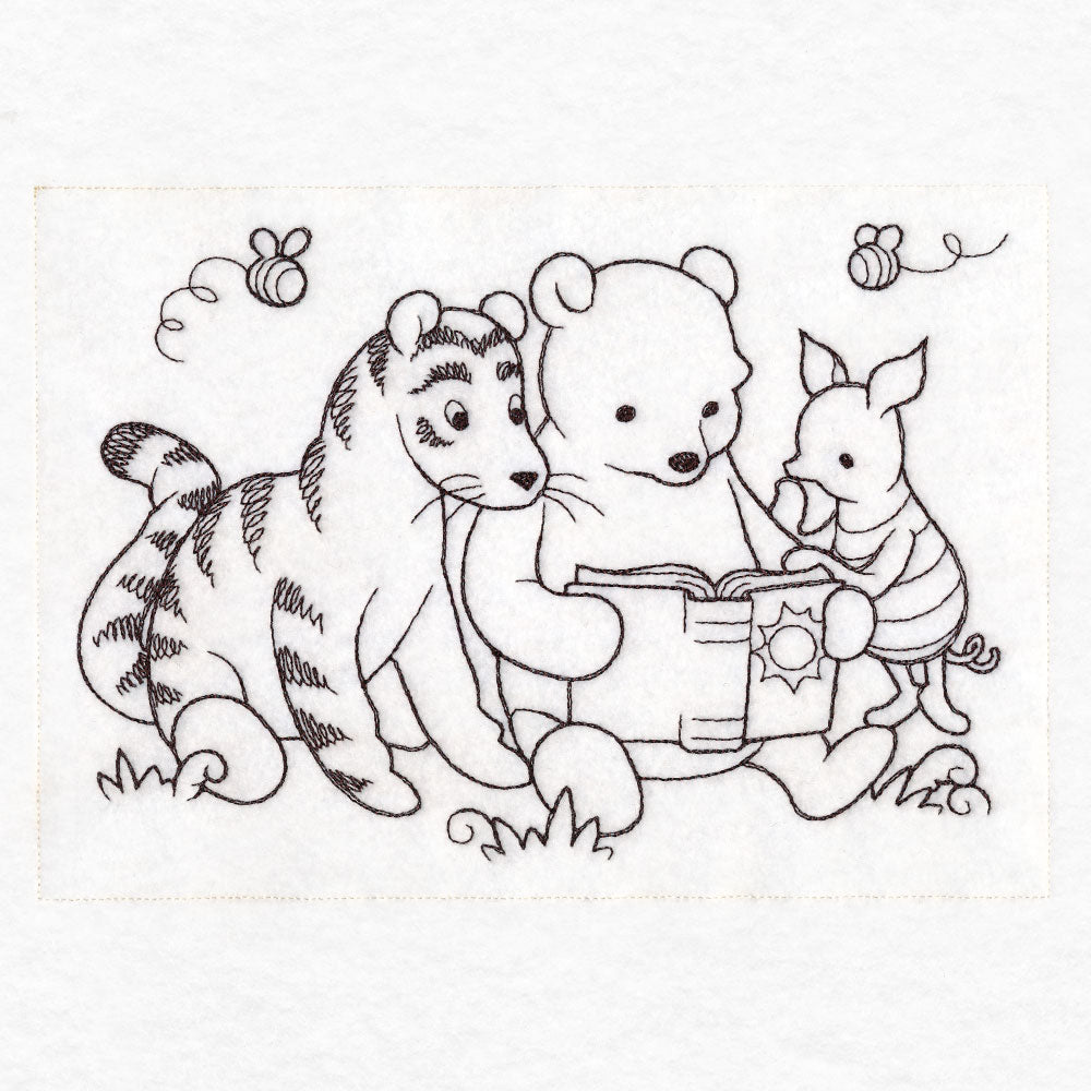 Pooh Bear Reading Sketch