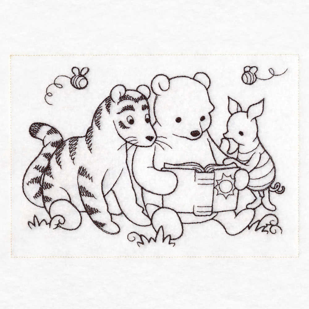 Pooh Bear Reading Sketch