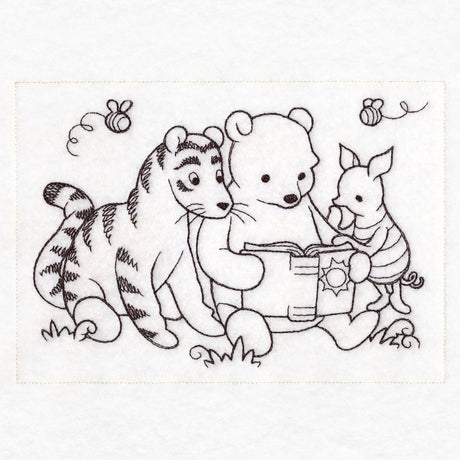 Pooh Bear Reading Sketch