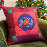 Christmas Night Cardinal with Evergreens and Holly