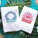 Seashell Beach Towel Name Tag (Embossed)