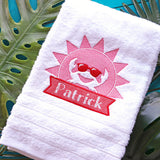 Crab Beach Towel Name Tag (Embossed)