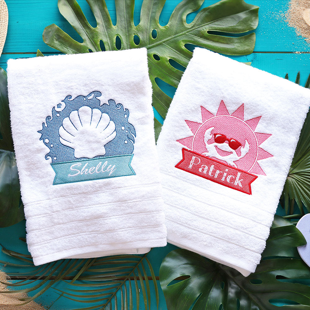 Crab Beach Towel Name Tag (Embossed)