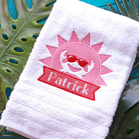 Crab Beach Towel Name Tag (Embossed)