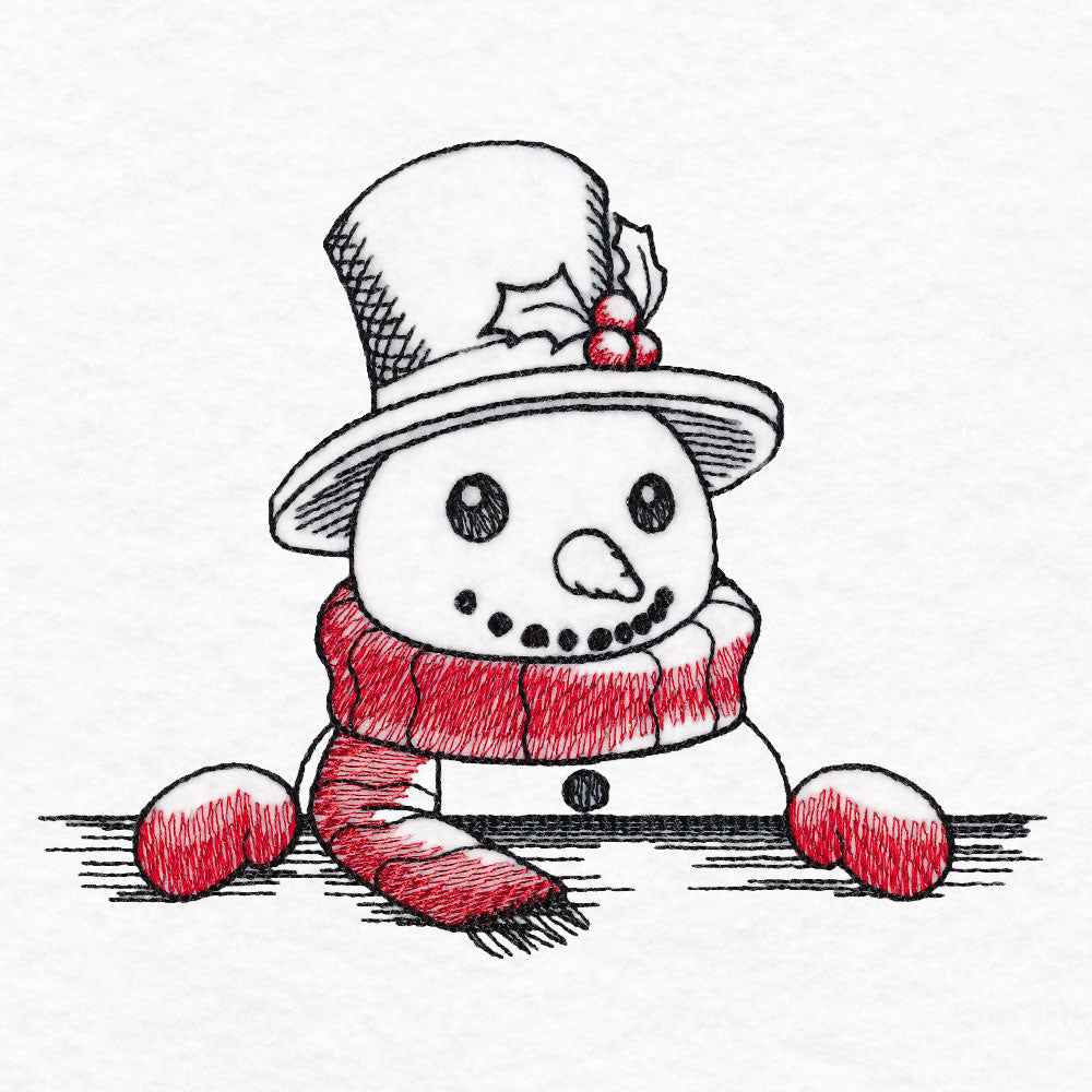 Peeking Snowman Sketch