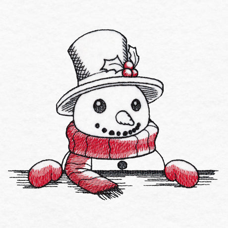 Peeking Snowman Sketch