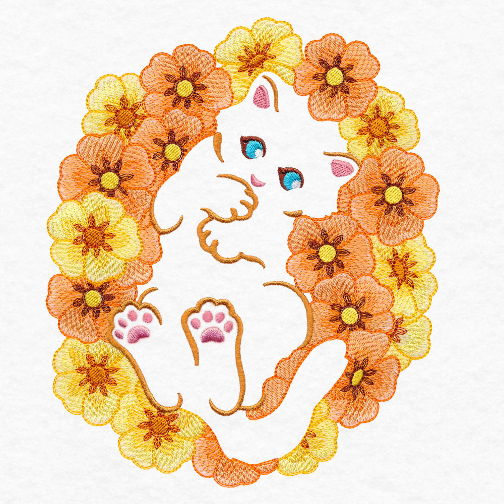 Fall Floral Kitty (Embossed)