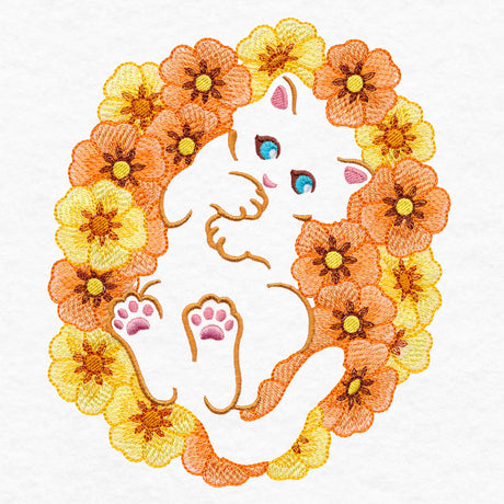 Fall Floral Kitty (Embossed)