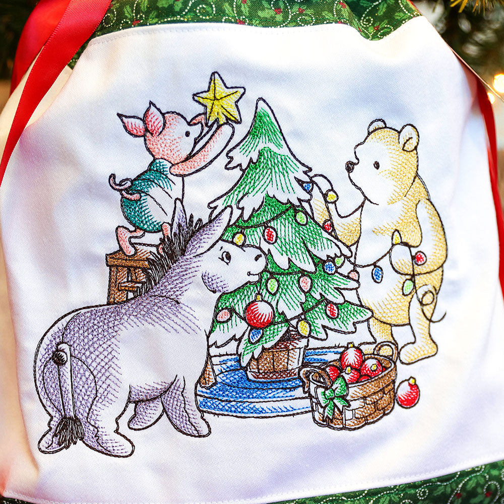 Pooh Bear and Friends Decorating the Christmas Tree