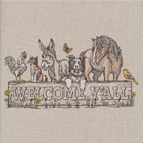 Welcome Y'all Farm Animals Sign