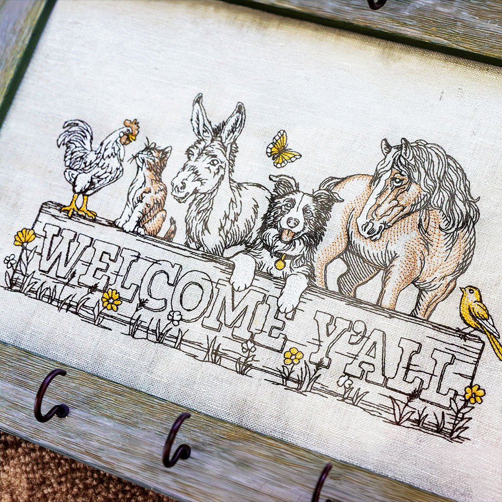 Welcome Y'all Farm Animals Sign