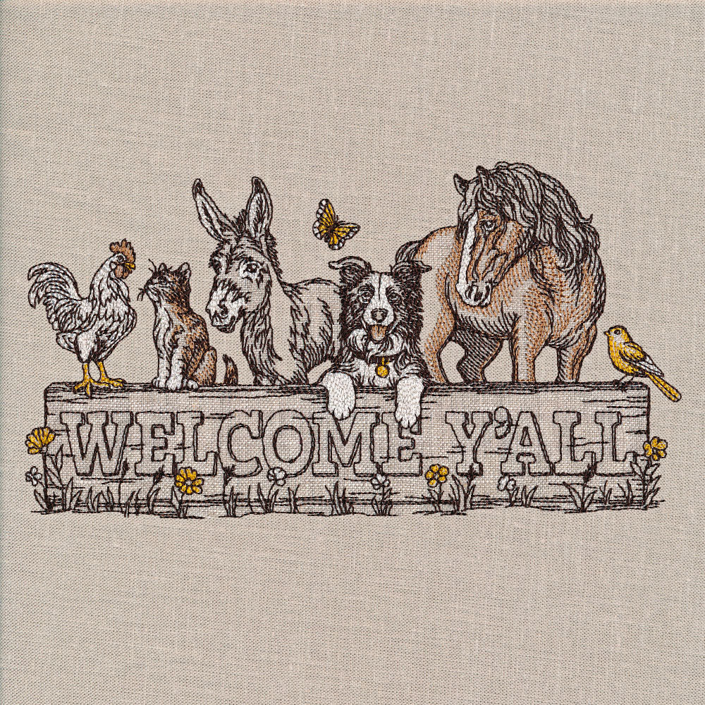Welcome Y'all Farm Animals Sign