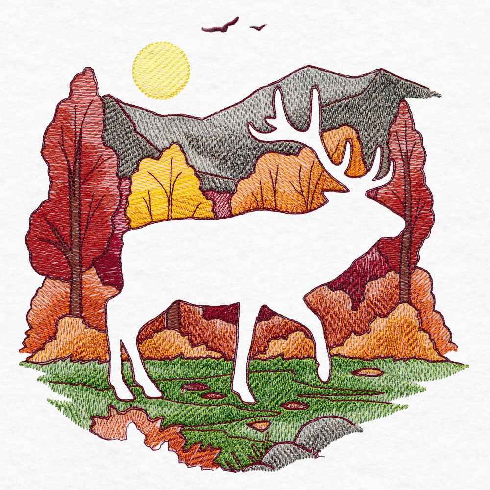Autumn Elk Silhouette (Embossed)