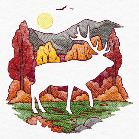 Autumn Elk Silhouette (Embossed)
