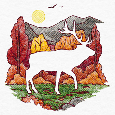 Autumn Elk Silhouette (Embossed)