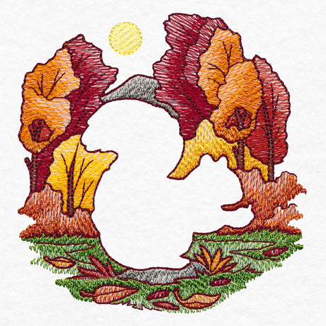 Autumn Squirrel Silhouette (Embossed)