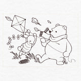 Pooh Bear and Friends in Fall - Flying Kite