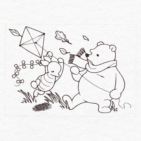 Pooh Bear and Friends in Fall - Flying Kite