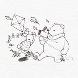 Pooh Bear and Friends in Fall - Flying Kite