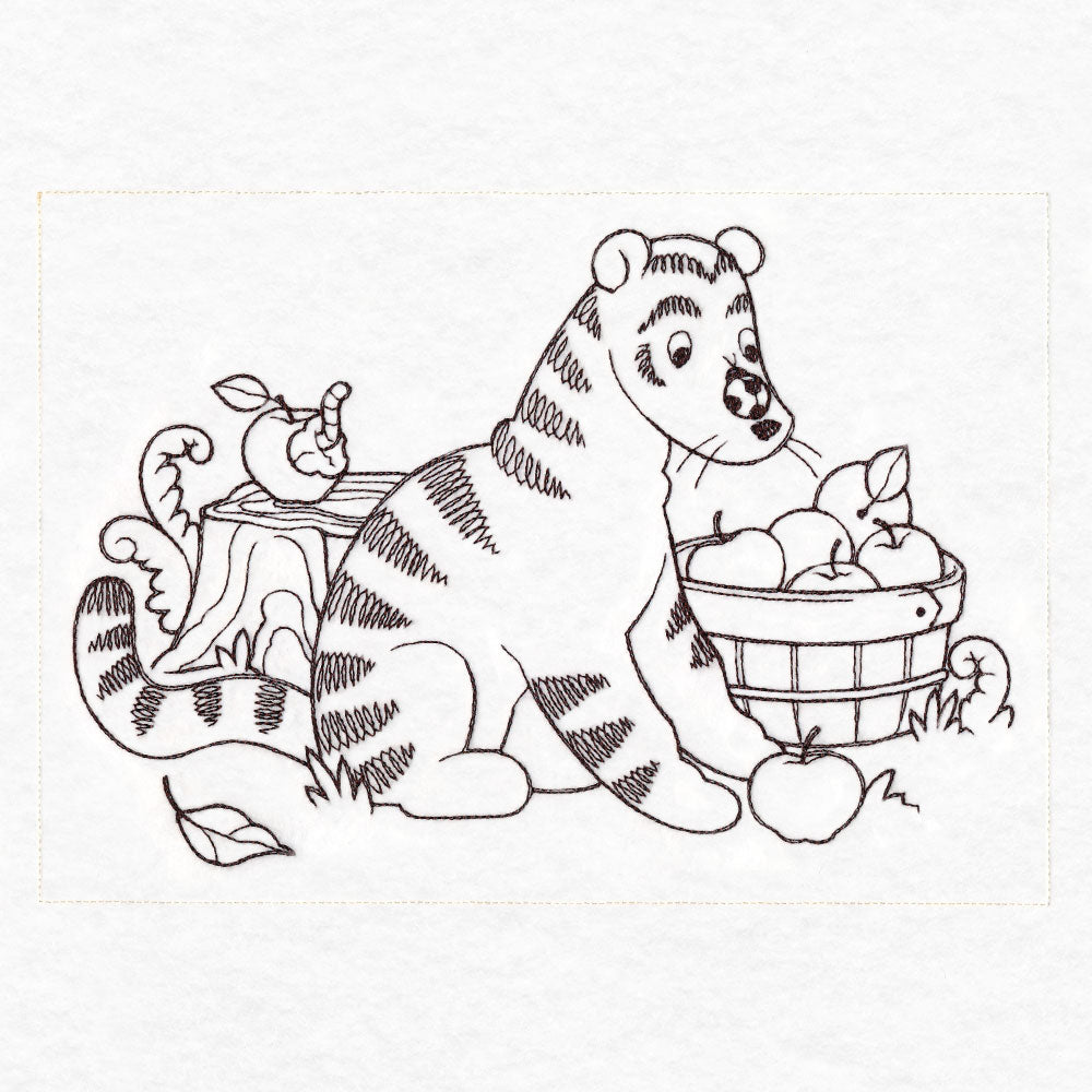 Pooh Bear and Friends in Fall - Apple Basket