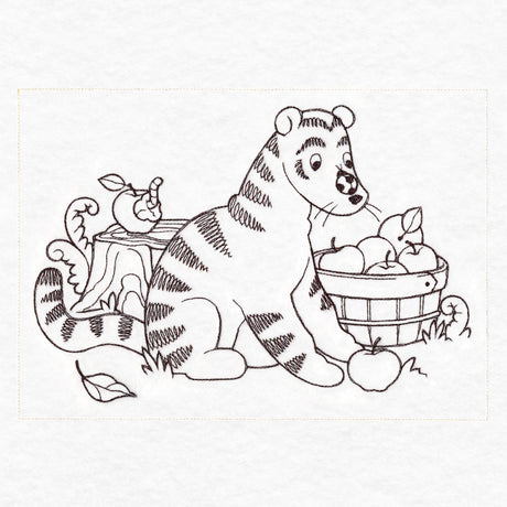 Pooh Bear and Friends in Fall - Apple Basket