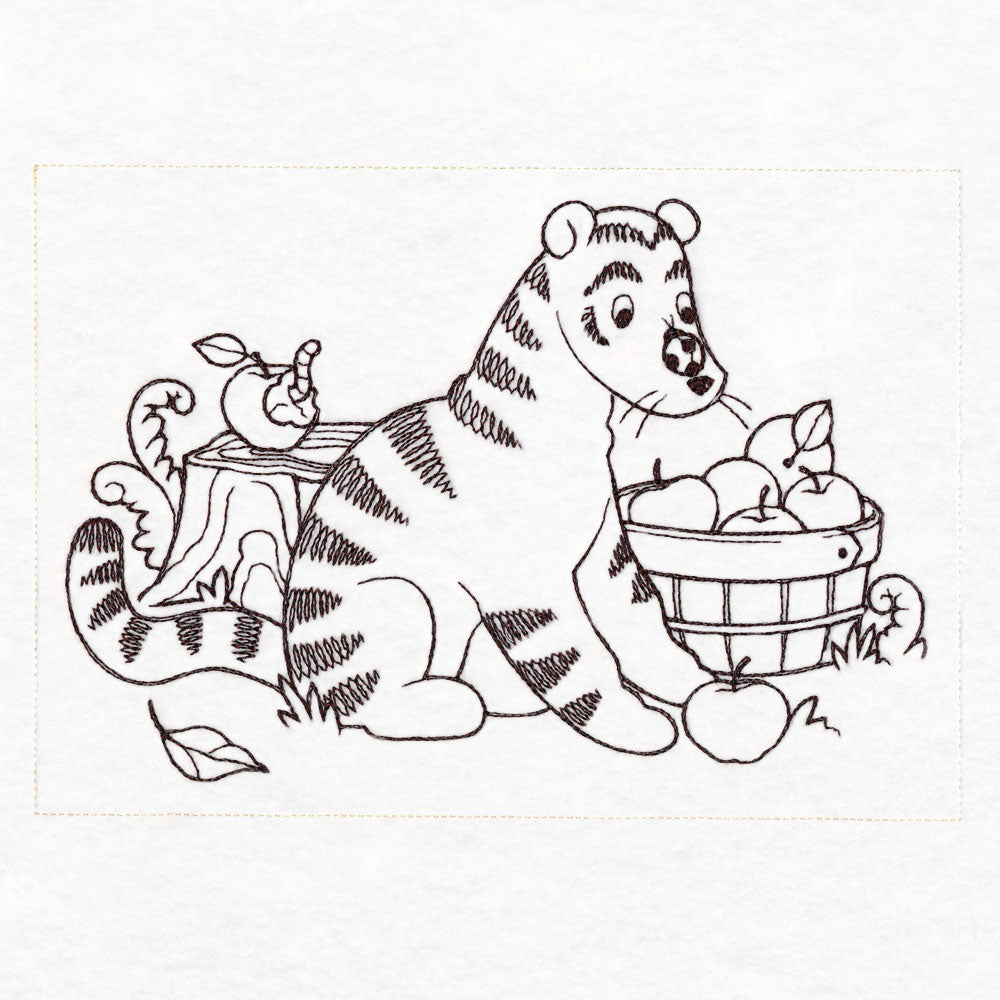 Pooh Bear and Friends in Fall - Apple Basket