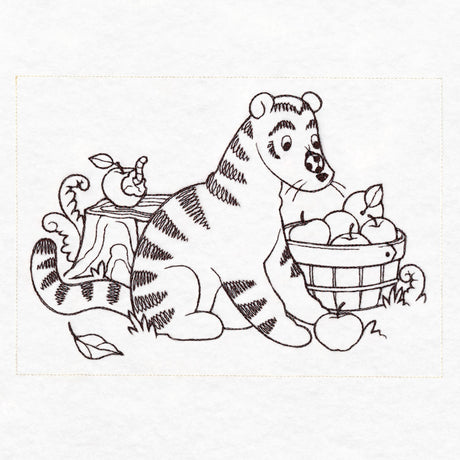 Pooh Bear and Friends in Fall - Apple Basket