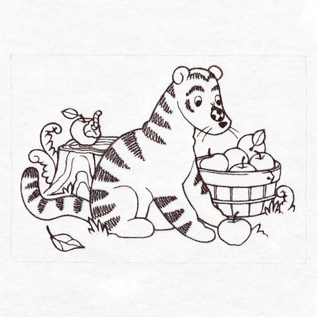 Pooh Bear and Friends in Fall - Apple Basket