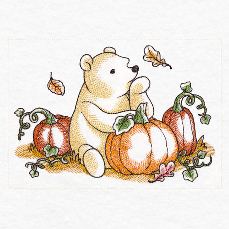 Pooh Bear and Friends in Fall - Pumpkin Patch