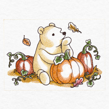Pooh Bear and Friends in Fall - Pumpkin Patch