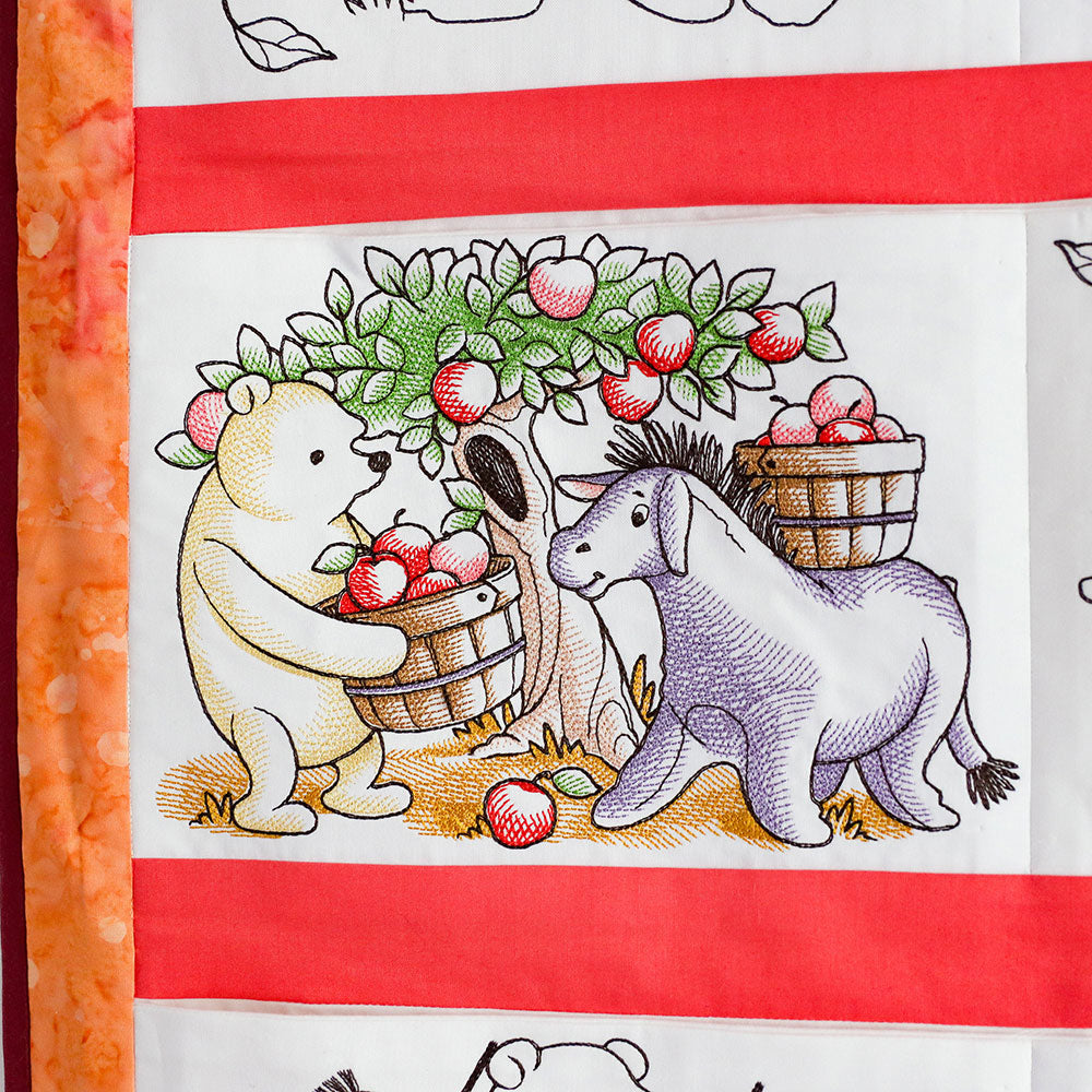 Pooh Bear and Friends in Fall - Picking Apples