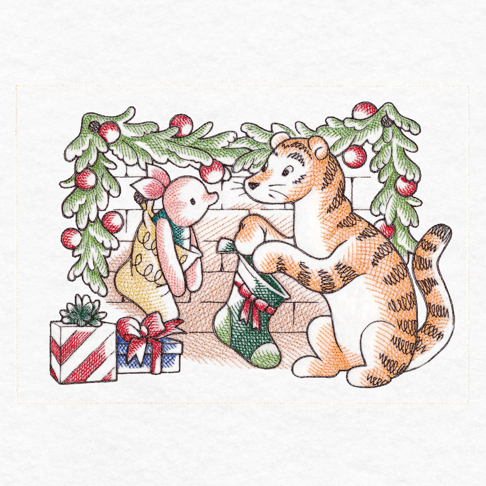 Pooh Bear and Friends at Christmas - Stockings