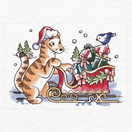 Pooh Bear and Friends at Christmas - Sleigh