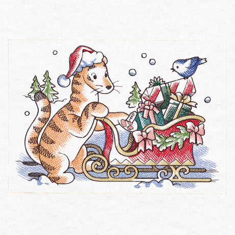 Pooh Bear and Friends at Christmas - Sleigh