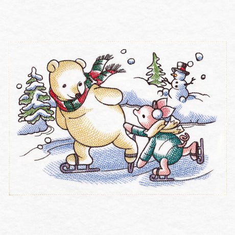 Pooh Bear and Friends at Christmas - Ice Skating