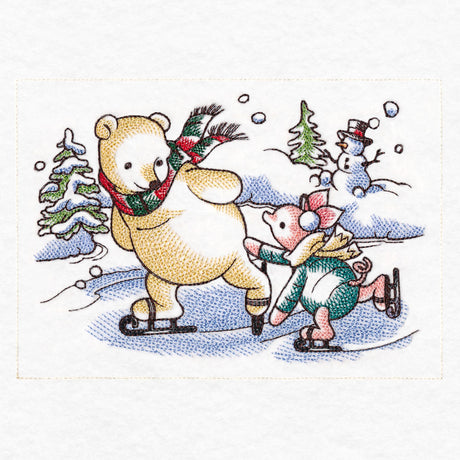 Pooh Bear and Friends at Christmas - Ice Skating