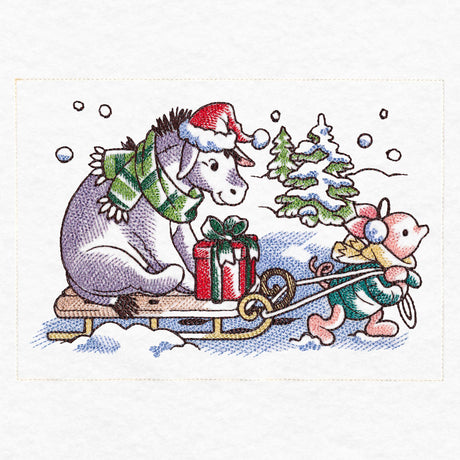Pooh Bear and Friends at Christmas - Sled