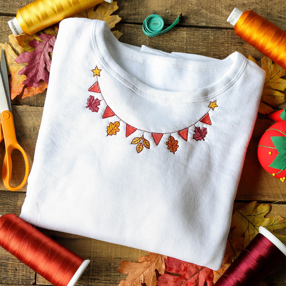 Autumn Leaves Bunting Neckline