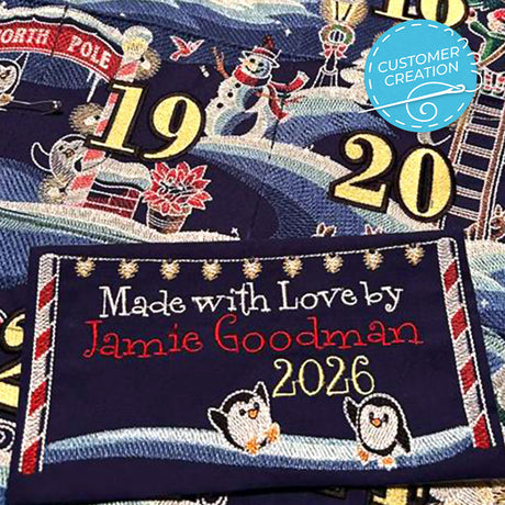 North Pole Village Quilt Label