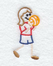 Stick Figure Girl with Basketball