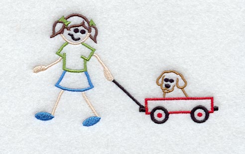 Stick Figure Girl & Puppy