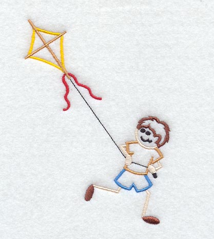 Stick Figure Boy Flying Kite